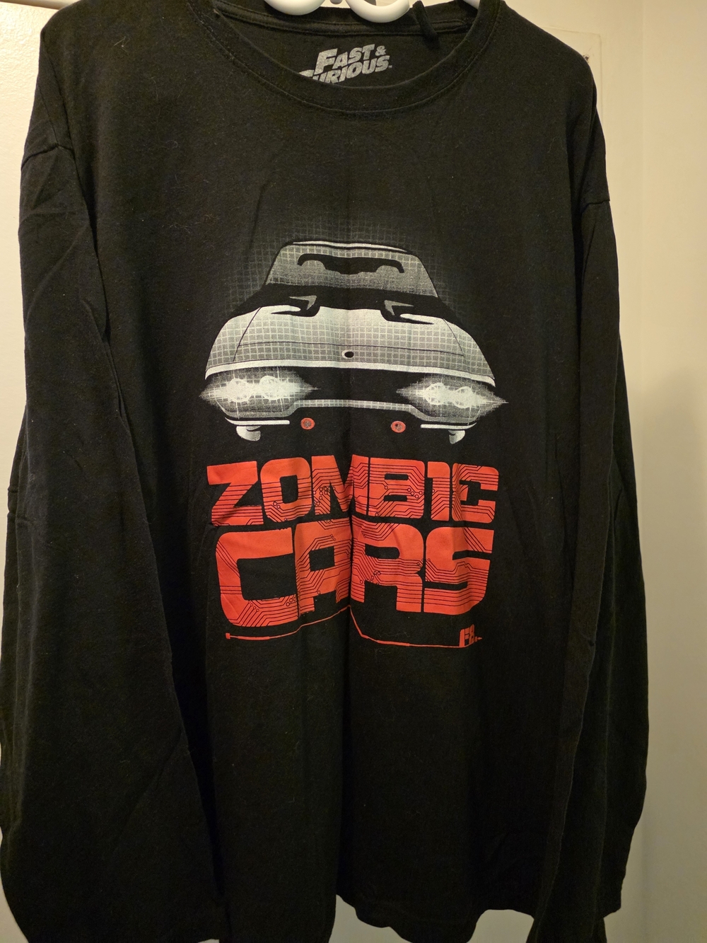 Men's Long Sleeve Tee - Black with Red "Zombie Cars" Graphic